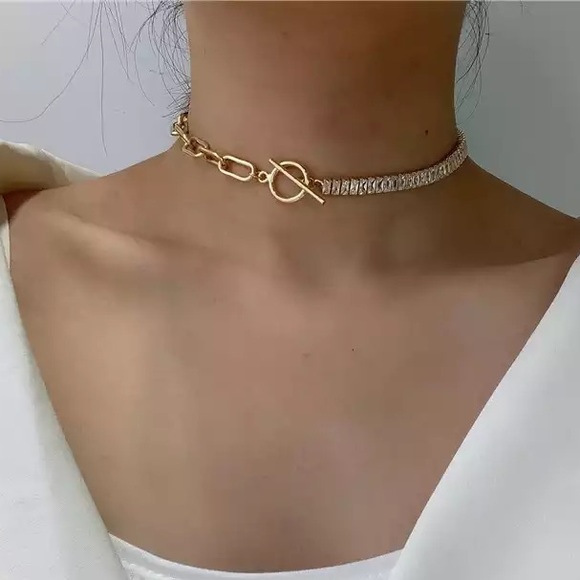 Zara Jewelry - 🍋2/$30 New Gold Link & Baguette Crystal Choker